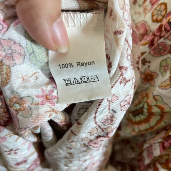 PrettyGarden Maxi Dress Women's XL Multicolor Floral Rayon Short Sleeves V-Neck - Picture 7 of 10